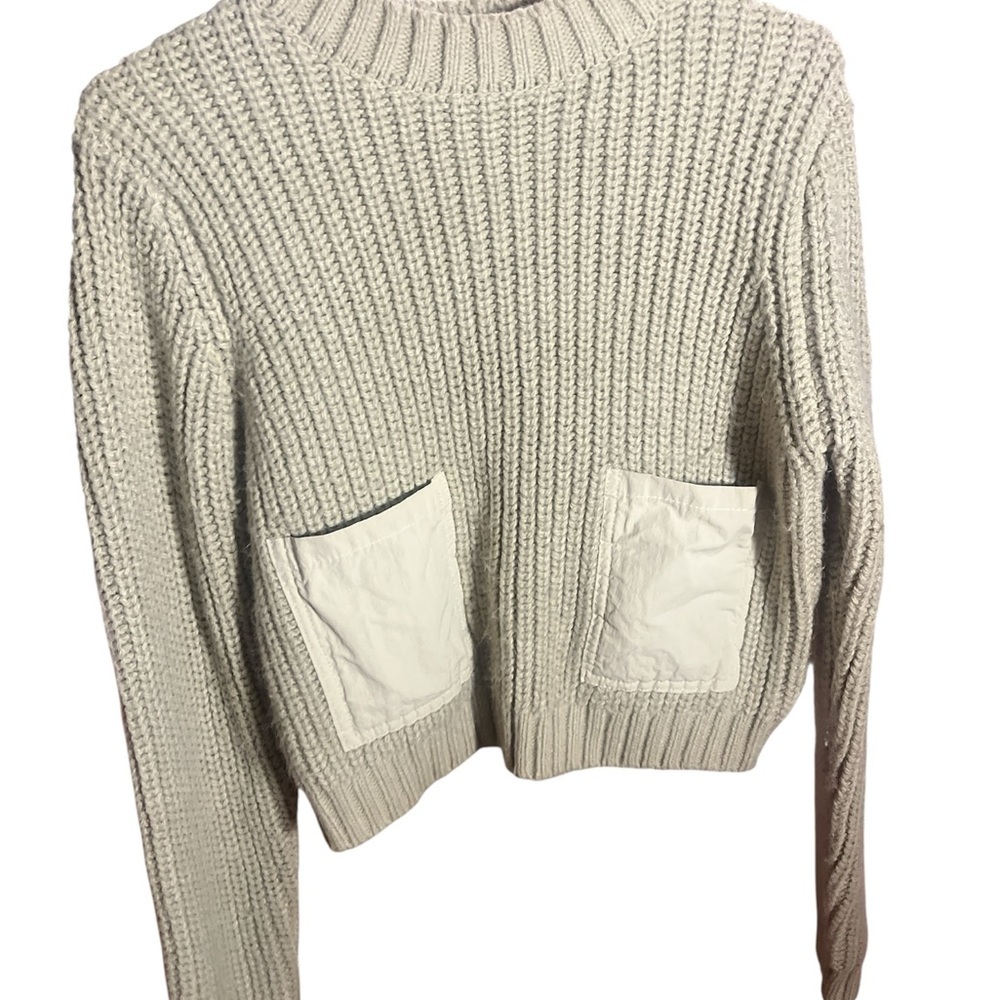 Zara Cream Crew Neck Sweater Cozy Knit